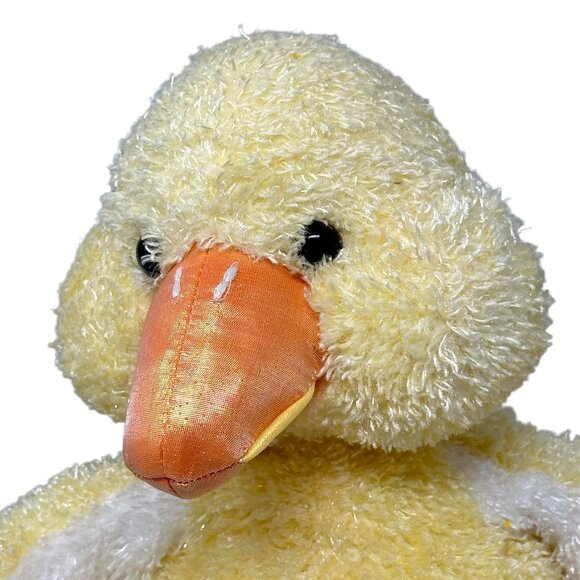 Commonwealth Toy Yellow Duck Plush 2002 Iridescent Beak Feet Flower Butterfly - Picture 2 of 9